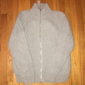 J Crew Knit Cotton Full Zip Cardigan Funnelneck